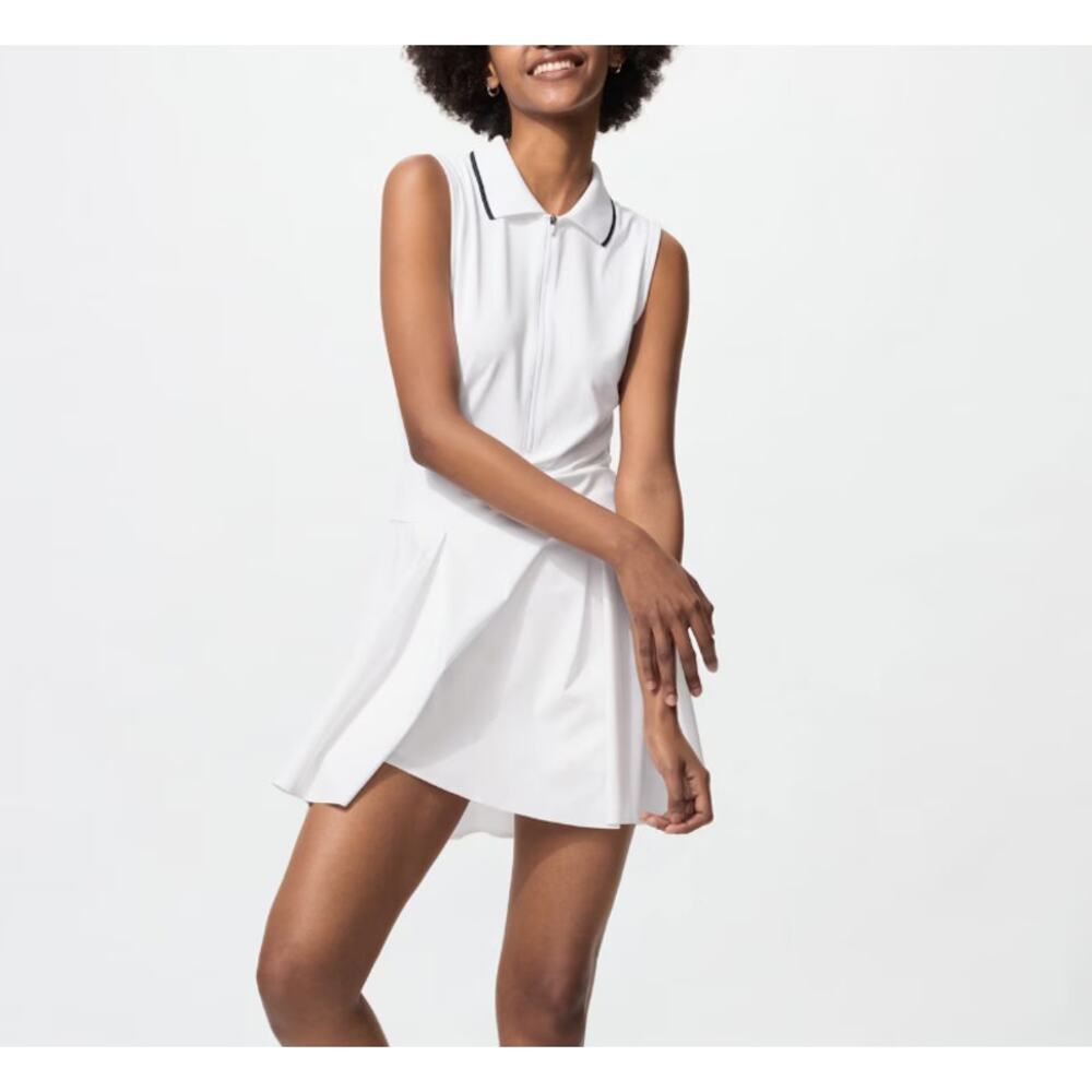 Uniqlo AIRism Soft Polo Sleeveless Dress in White